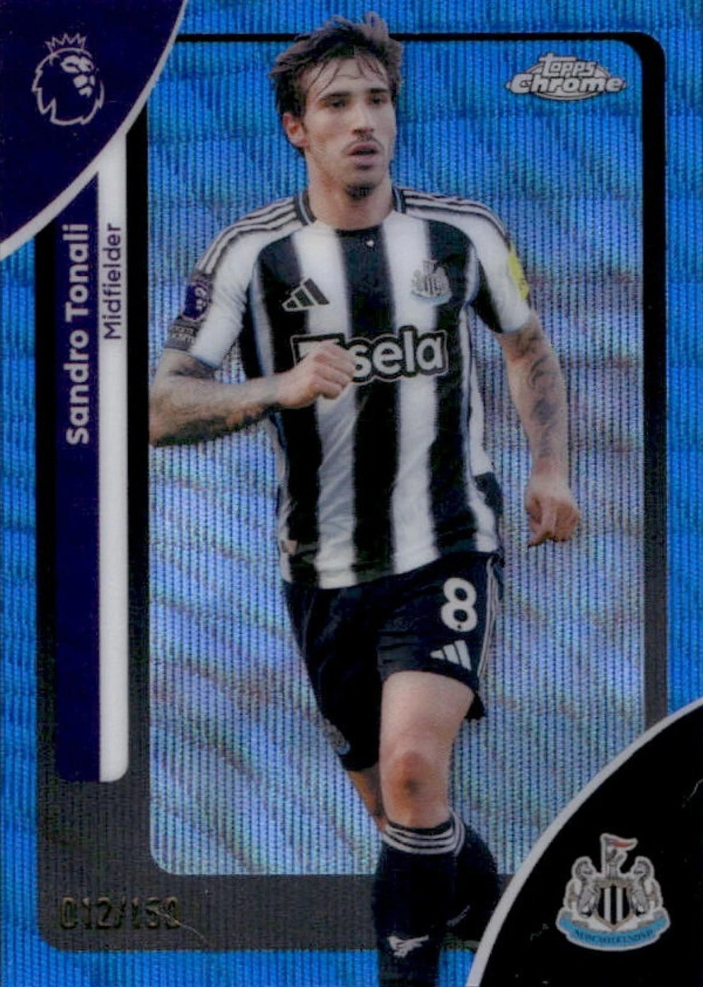2026 Topps Chrome Premier League Sandro Tonali Blue Wave Refractor #/150