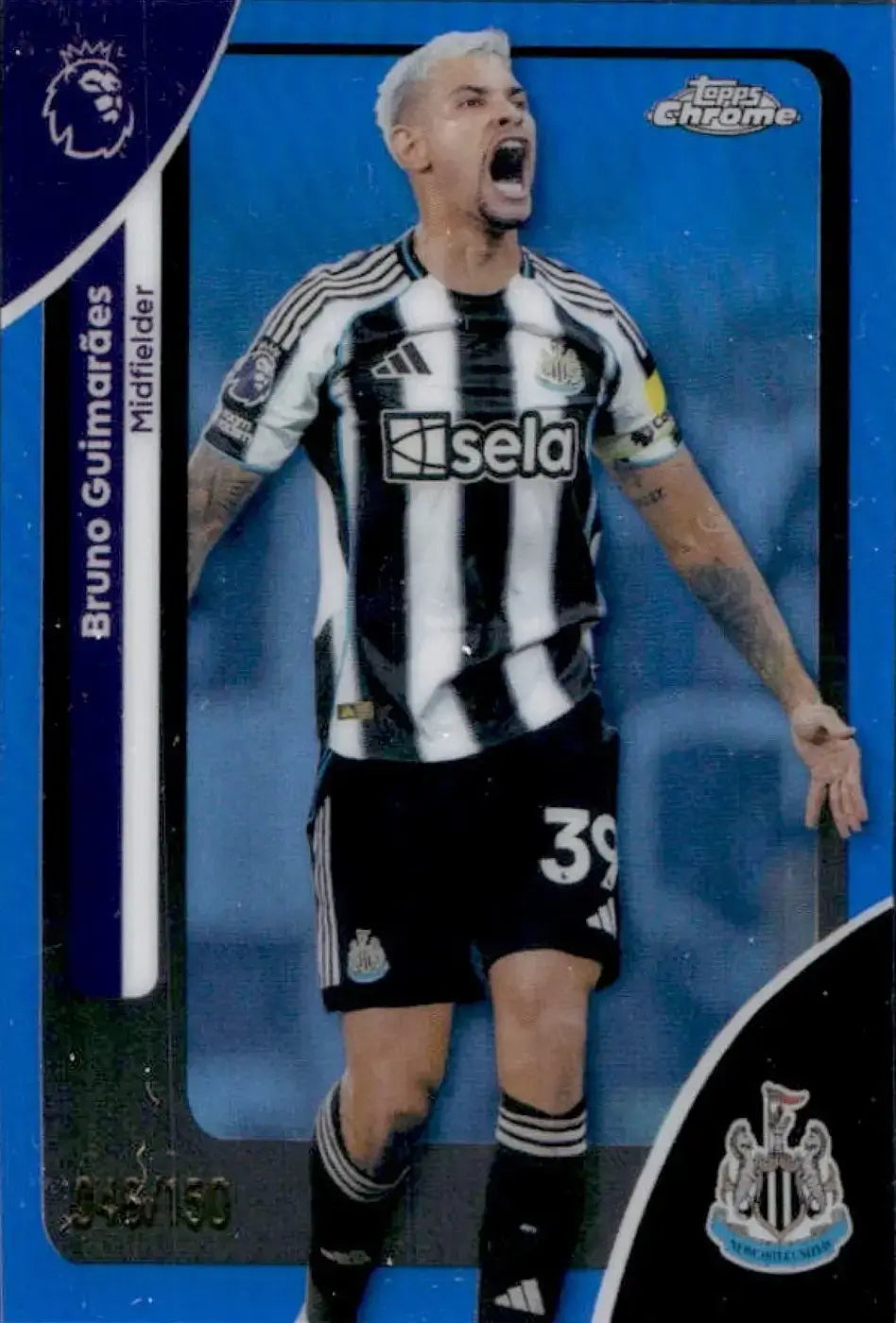 2026 Topps Chrome Premier League Bruno Guimaraes Blue Refractor #/150 Newcastle