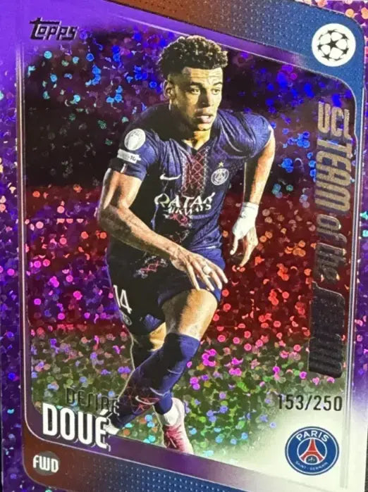 2025-26 Topps Desire Doue #198 Purple Raindrops /250 UCL Team of the Season PSG