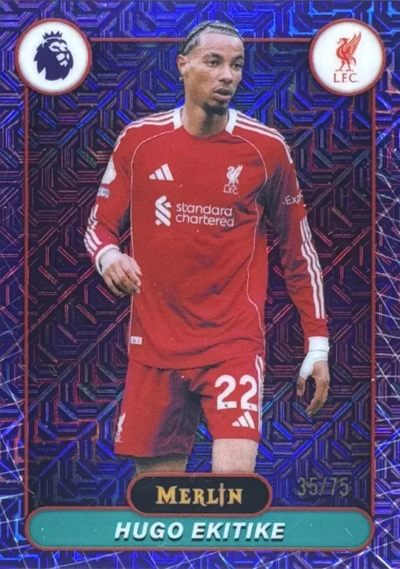 Hugo Ekitike 2026 Topps Merlin Premier League #117 Purple Mojo Refractor /75