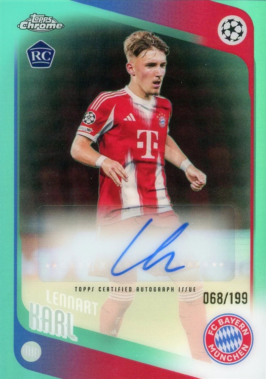 2026 Topps Chrome Lennart Karl /199 Autograph RC Bayern Munchen