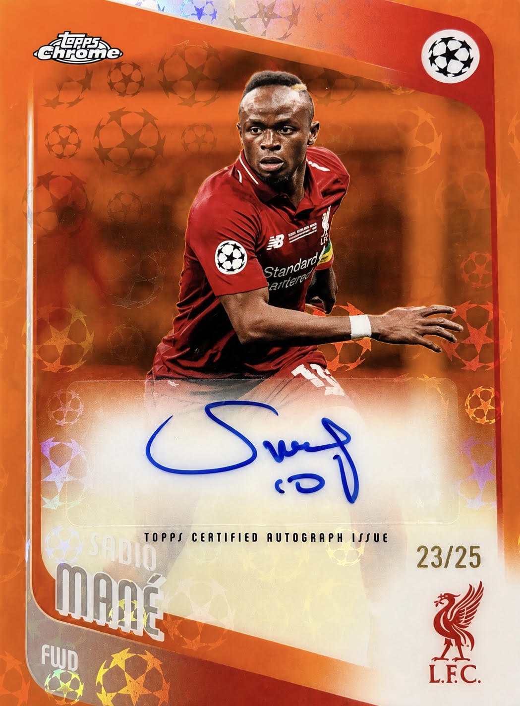 Topps Chrome Logo-Fractor 2026 Sadio Mane Auto /25 - Liverpool FC Orange #CLA-SM