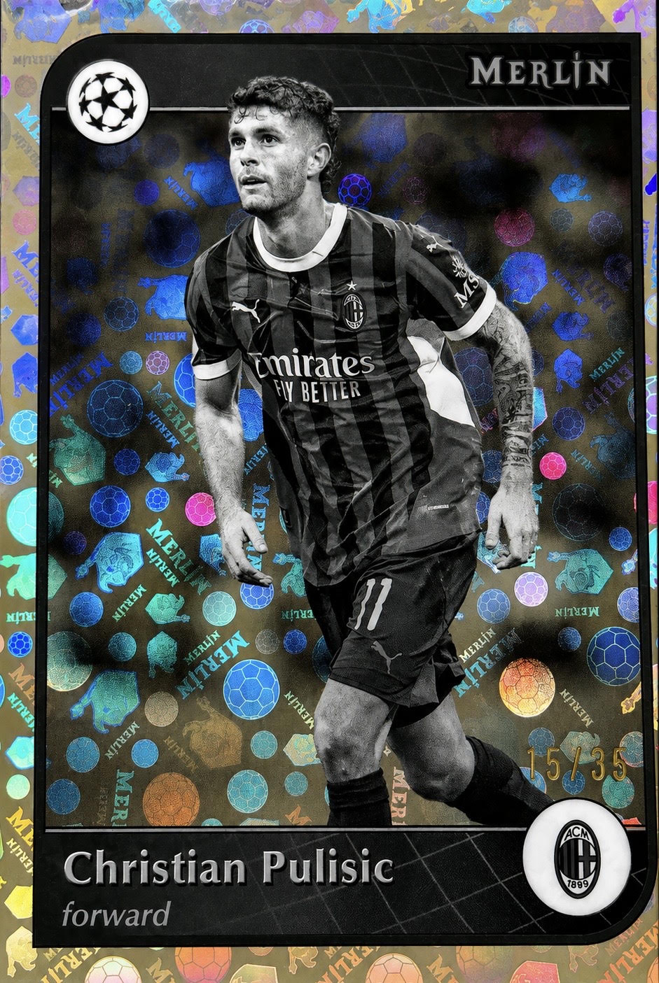 2025-26 Topps Chrome Merlin UEFA Christian Pulisic Speckle Refractor /35 #76